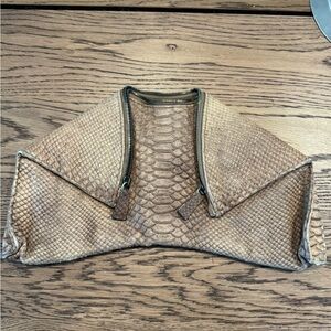 Emily Cho Python-Embossed Leather Foldover Clutch – Made in Italy